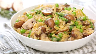 One Pot Mushroom Orzo | Quick + Healthy Weeknight Dinner Recipes