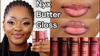 NYX BUTTER GLOSS ON DARK SKIN  |  NYX BUTTER GLOSS TRY ON