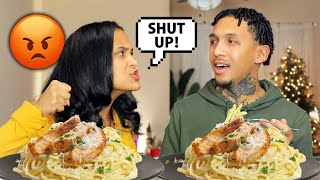 REPEATING MYSELF THE ENTIRE VIDEO PRANK ON WIFE! *PASTA MUKBANG*