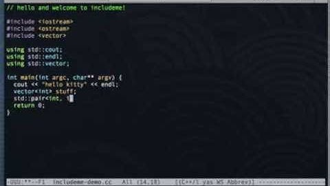 Emacs Includeme Demo for C++