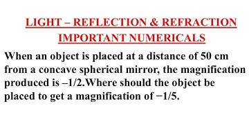 When an object is placed at a distance of 50cm from a concave mirror the magnification is -1/2