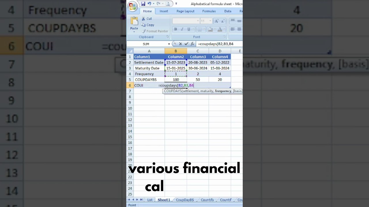 CoupDays Function in Excel | Calculate The Number Of Days In The Coupon Period