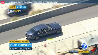 Authorities chasing Rolls-Royce on 110 Freeway in Pasadena area