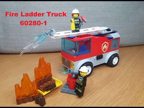 YouTube thumbnail: Lego Fire Ladder Truck 60280-1 Build