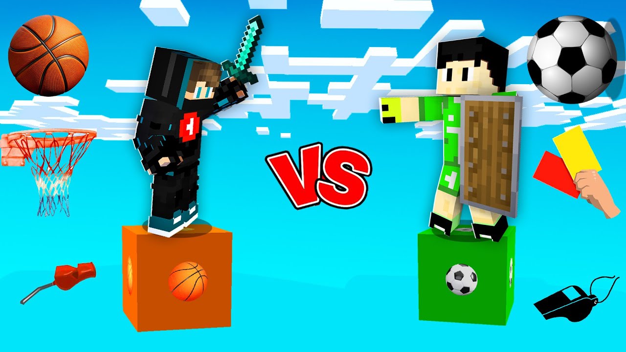 ماين كرافت : حرب بلوكات الحظ ولكن كرة القدم ضد كرة السلة !!؟