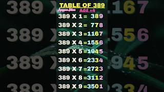389th table with easy trick |table of 389 | 389 table#tabletrick#table#shorts#multiplicationtable