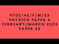 A level physics 9702 paper 4  februarymarch 2023  paper 42  970242fm23  solved