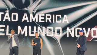 Anthony Mackie in Brazil at Disney’s D23 promoting Captain America with Danny Ramirez & Kevin Feige