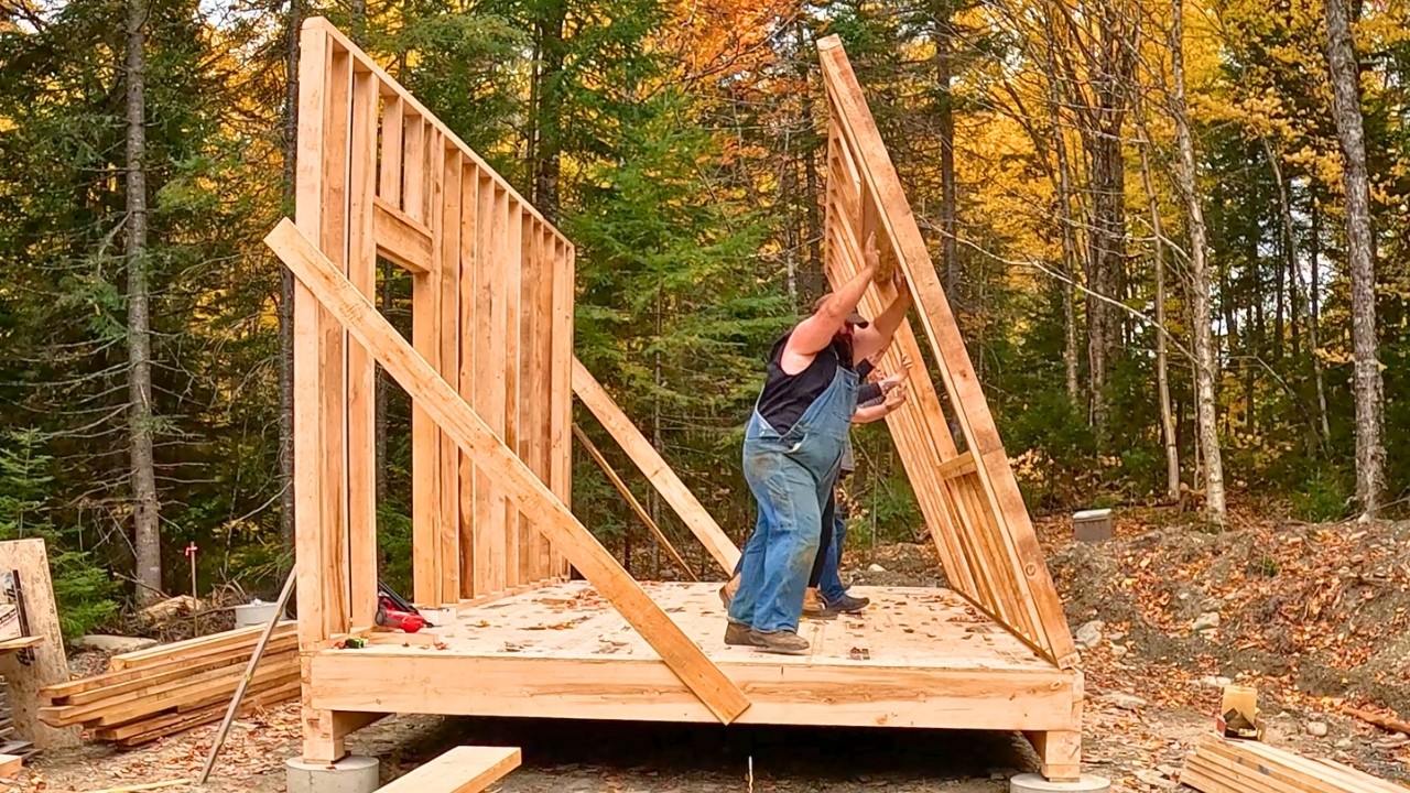 Off Grid Cabin Build: Raising the Walls: Ep 4 - YouTube