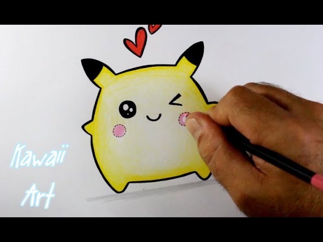 COMO DESENHAR UM PIKACHU KAWAII FÁCIL⚡❤️ 