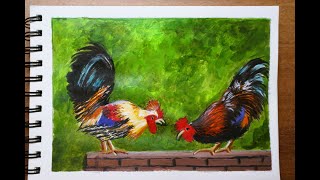 Fighting Rooster Painting | Acrylic Painting Step by Step for beginners Part 2