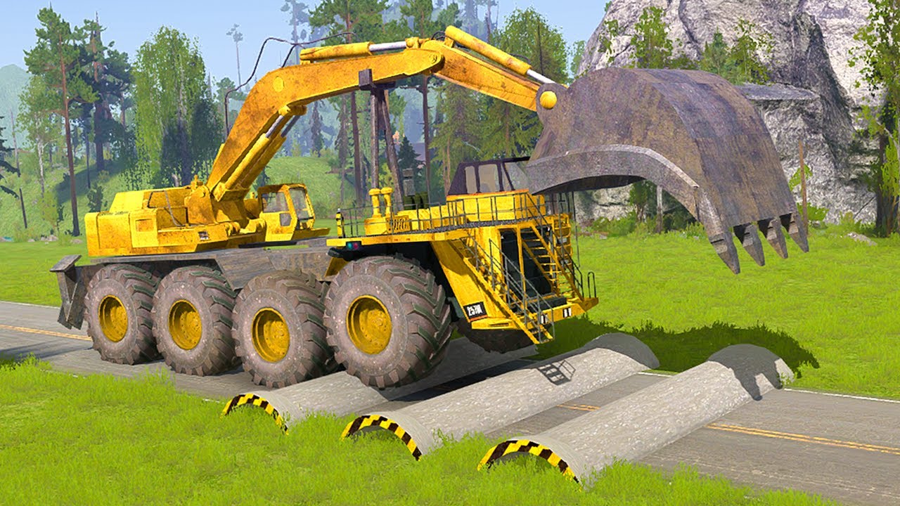 Spintires Mudrunner Gameplay | Truck vs Extreme Broken Road with Speed Bumps #mudrunner