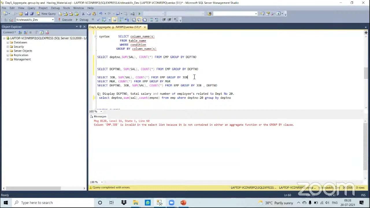 SQL Aggregate functions (SQL PART 5) - YouTube