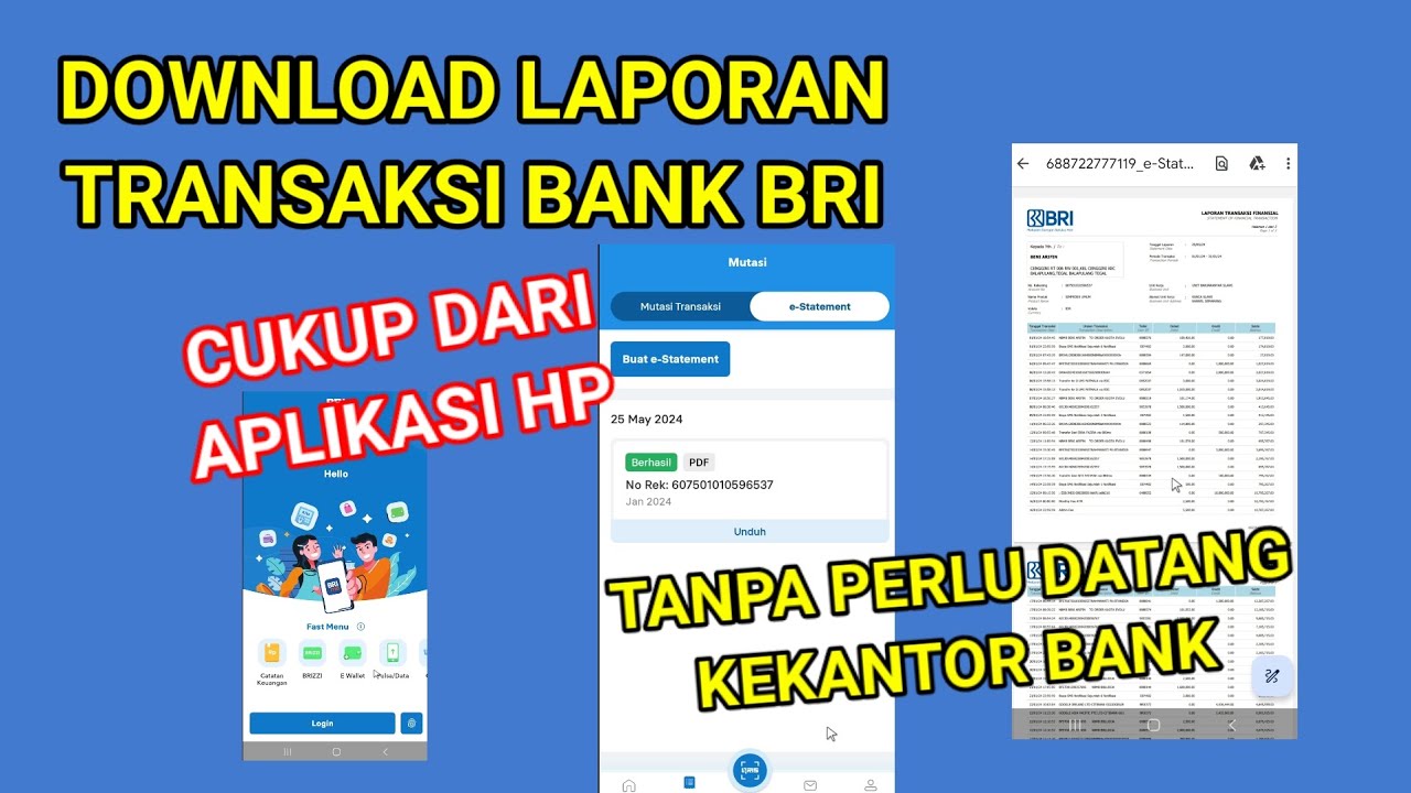 Cara download laporan transaksi, mutasi bank BRI pake hp lewat aplikasi ...