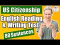 2022 US Citizenship English Reading and Writing Tests for Naturalization | 80 Official Sentences