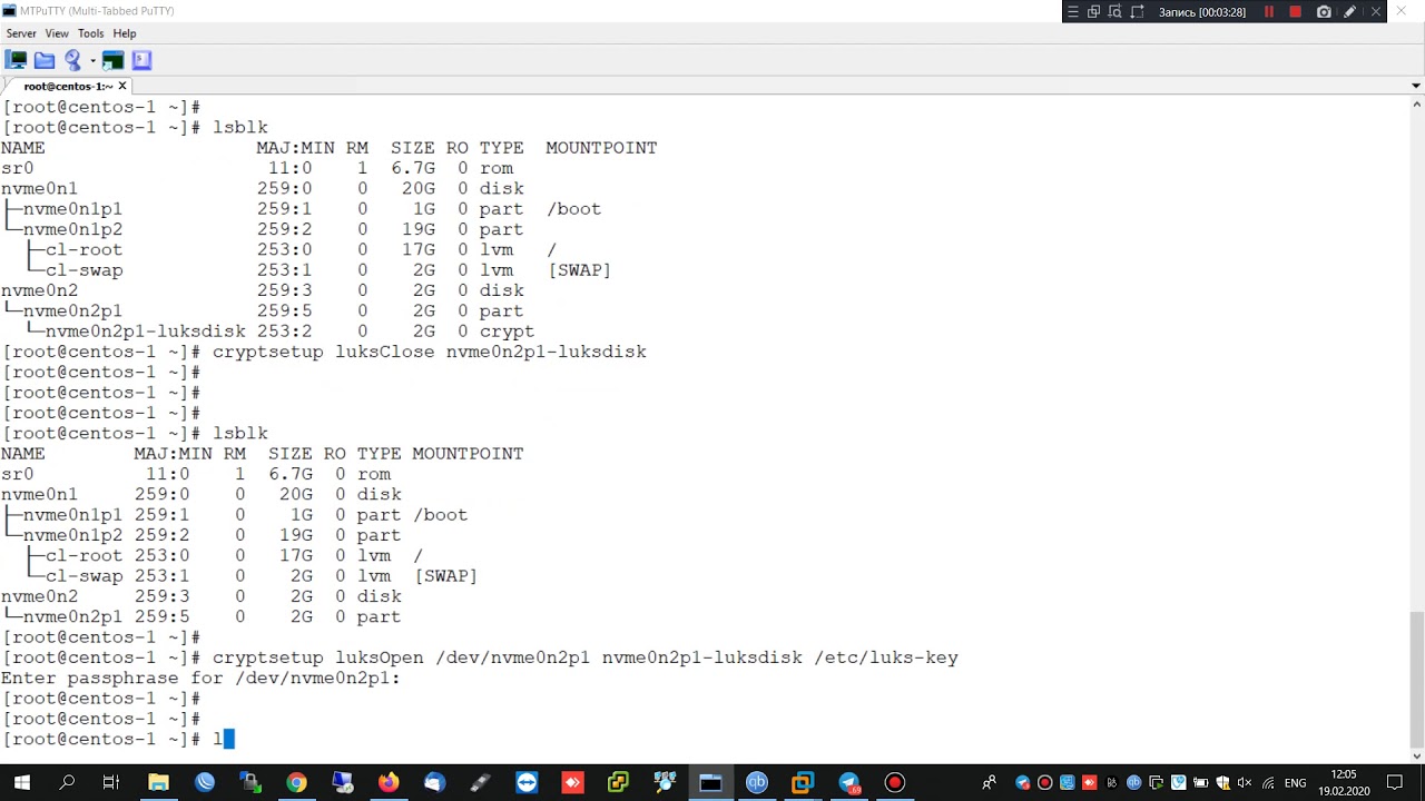Disk encryption (LUKS) on Centos 8 - YouTube