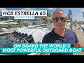 Onboard the worlds most powerful outboard boat  6 x 600hp hcb estrella 65 yacht tour  mby