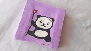 Beautiful panda painting on mini canvas||beautiful painting||