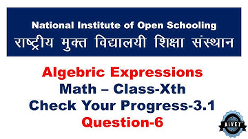 (Check Your Progress 3.1 Question-6) NIOS Math Class 10th