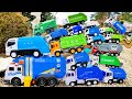 たくさんのゴミ収集車を箱にまとめてみた！急な坂道を走る②☆ Garbage Truck Collection Drive A Steep Hill②