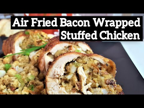 Stuffed Chicken Breast Wrapped in Bacon in the Power Air Fryer | Air Fried Bacon Wrapped Chicken