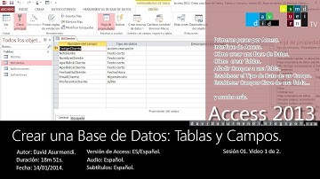 Curso Access 2013. Crear una Base de Datos: Tablas y Campos. Sesión 01. Vídeo 1 de 2.