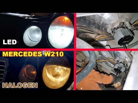 Mercedes W210 Как Установить LED Лампы H7 в Ближний Свет / Установка LED H7 6500K на Mercedes