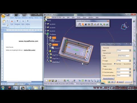 catia drafted fillet pocket in detail