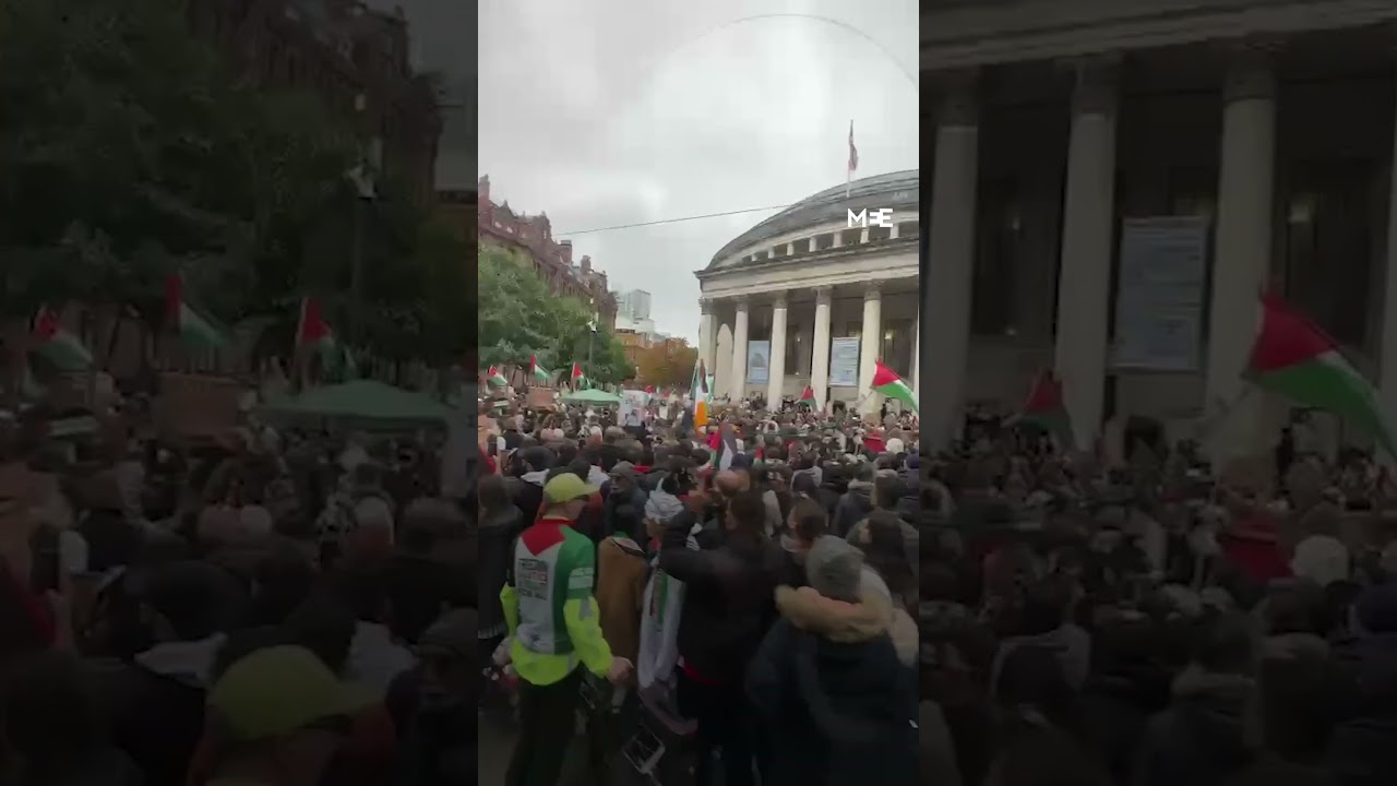 Thousands gather in Manchester for pro-Palestine protest