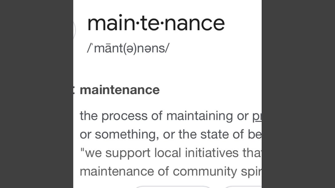 Watch MAINTENANCE on YouTube Watch MAINTENANCE on YouTube
