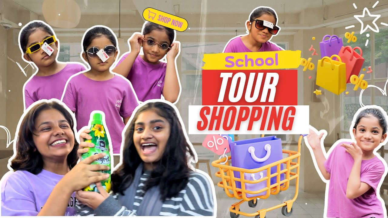 Diya's School Tour Shopping | Tour പോകാൻ 5 Cooling Glass , 4 തൊപ്പി | Shopping Vlog