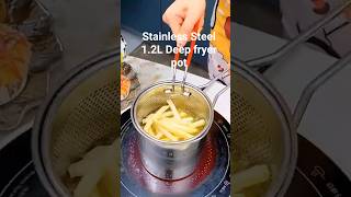 Stainless Steel 1.2L Deep fryer Pot with Strainer and Handle
