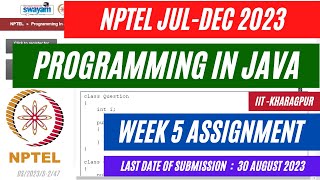 NPTEL Programming in Java Week 5 Assignment Solutions 2023 || Jul-Dec 2023 || @OPEducore