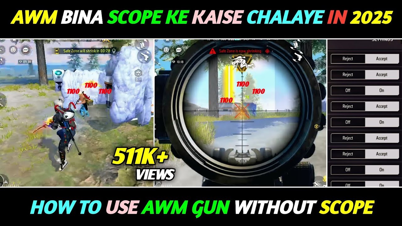 Awm Bina Scope Ke Kaise Chalaye | How To Use Awm Without Scope in Free Fire | Surya Gamers
