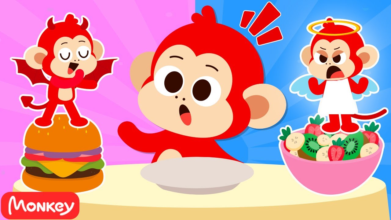 Yummy & Healthy Food for Kids 🥦🍎🍔🍟 Kids Songs & Nursery Rhymes♥️ Monkey Junior Play & Learn