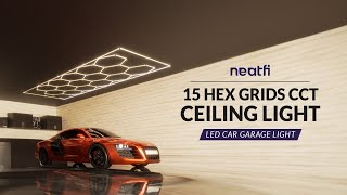 15 Hex Grid LED Car Garage Light – 60,720 Lumens, Adjustable Color