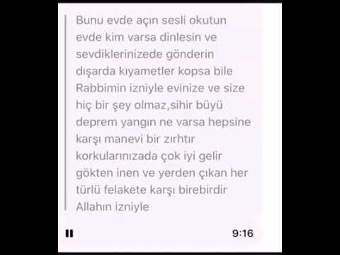 bu duayı evde açın dişarıda kıyametler kopsa bile size hiç birşey olmaz Allahın izni ile.