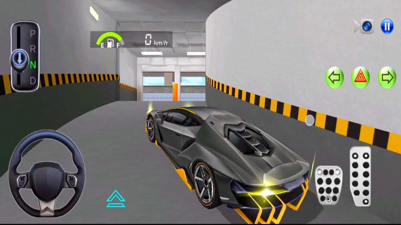new-super-car-lamborghini-in-parking-building-funny-driver-3d-driving