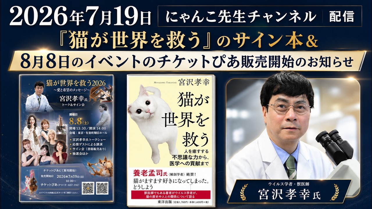 『猫が世界を救う』のサイン本＆8月8日のイベントのチケットぴあ販売開始のお知らせ