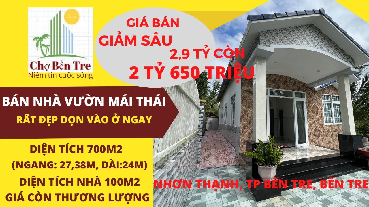 Bán gấp 700m2 đất và căn nhà mái thái rất đẹp Nhơn Thạnh, TP Bến ...