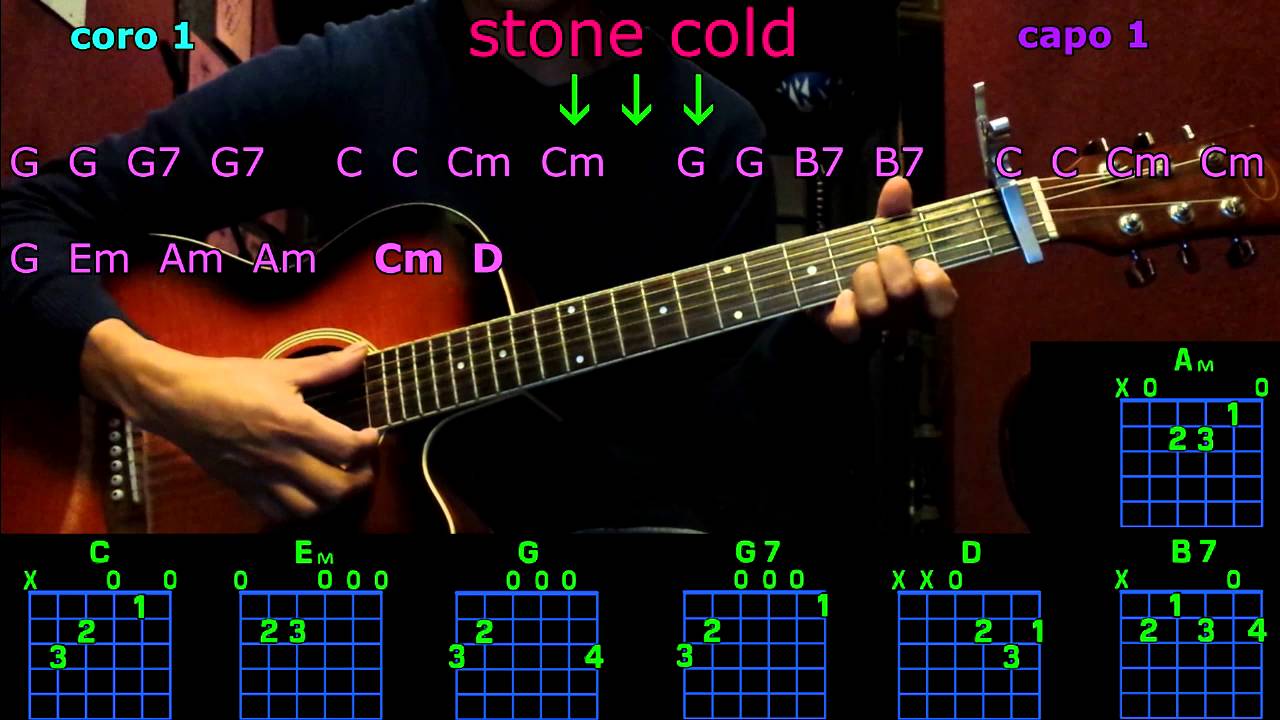 stone cold demi lovato acordes en guitarra - YouTube
