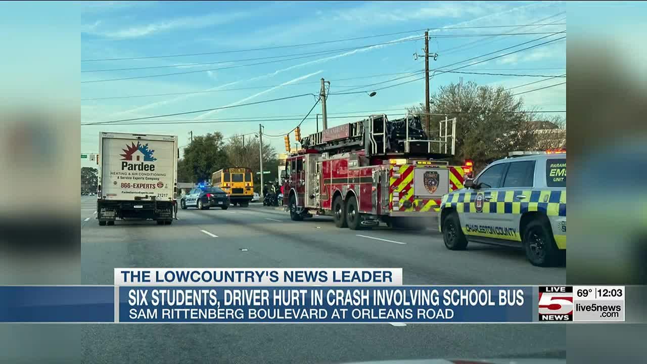 VIDEO: 6 students, driver injured in West Ashley school bus crash - YouTube