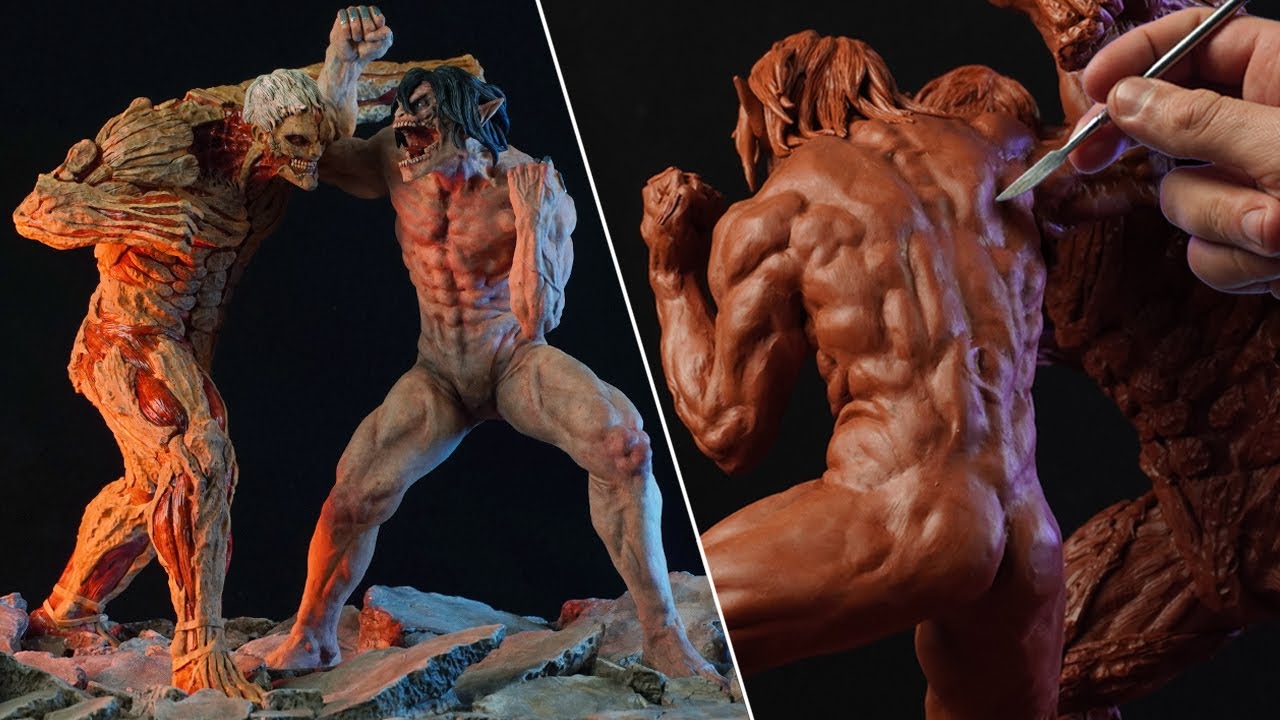 ⁣Sculpting EREN vs REINER Diorama |  Attack On Titan [ 500K Special ]