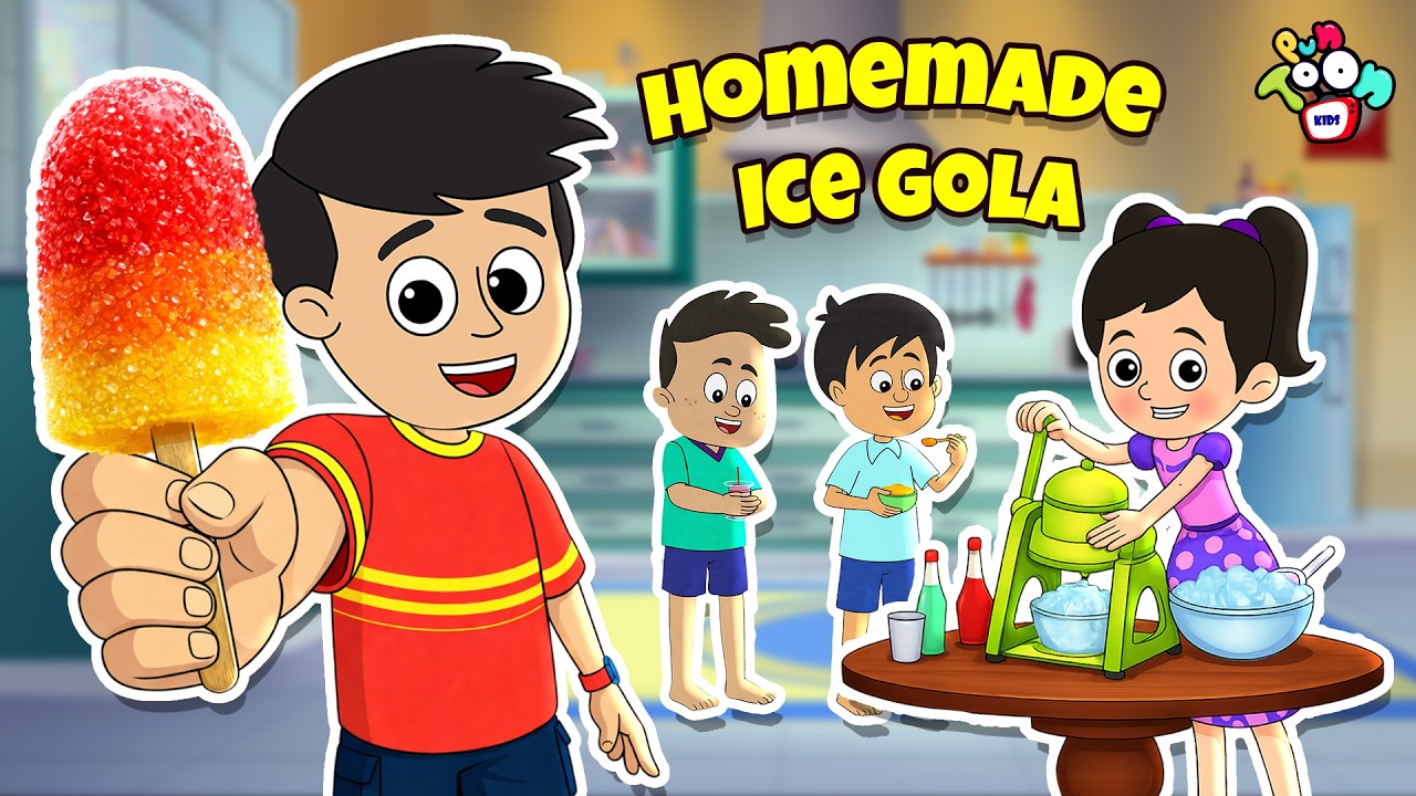 Handmade ICE GOLA | बर्फ का गोला | GOLA CHALLENGE | Summer Stories | Cartoon | Hindi Kahaniya