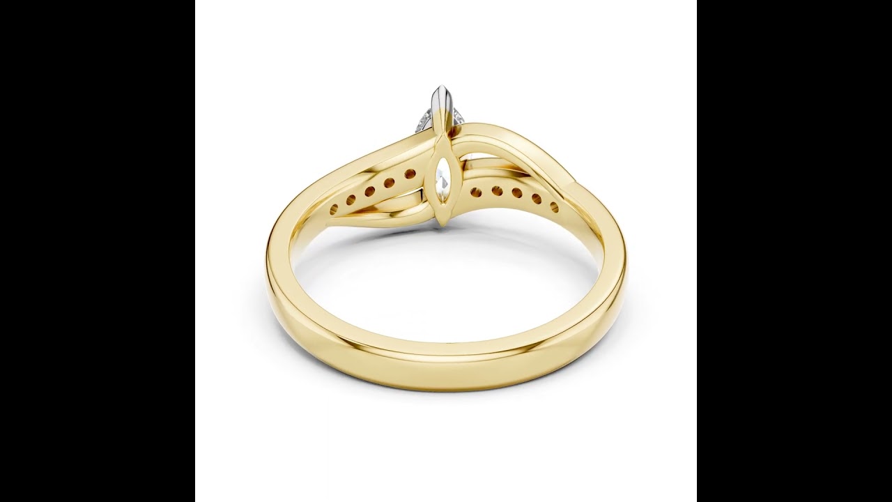 Marquise Cut Diamond Bypass Ring With Brilliant Pave Setting