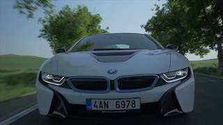 BMW i8 filmed with a drone