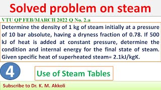 Problem on steam using steam tables | Elements of Mechanical Engineering