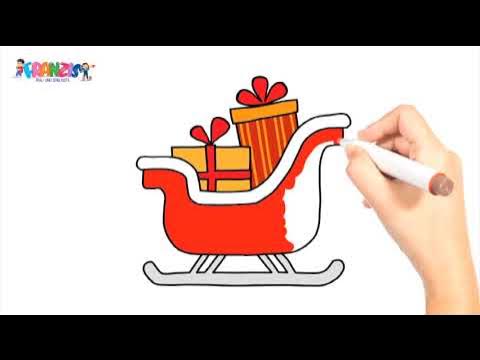 Weihnachtszeichnen, Schlitten malen für Kinder, Sled, zeichnen
