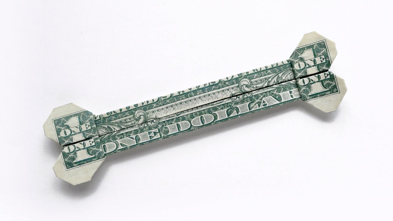 My MONEY DOG BONE Easy Dollar Origami Tutorial DIY by NProkuda