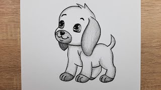 Kolay Karakalem Sevimli Köpek Resmi Adım Adım Nasıl Çizilir, Karakalem Hayvan Çizimleri
